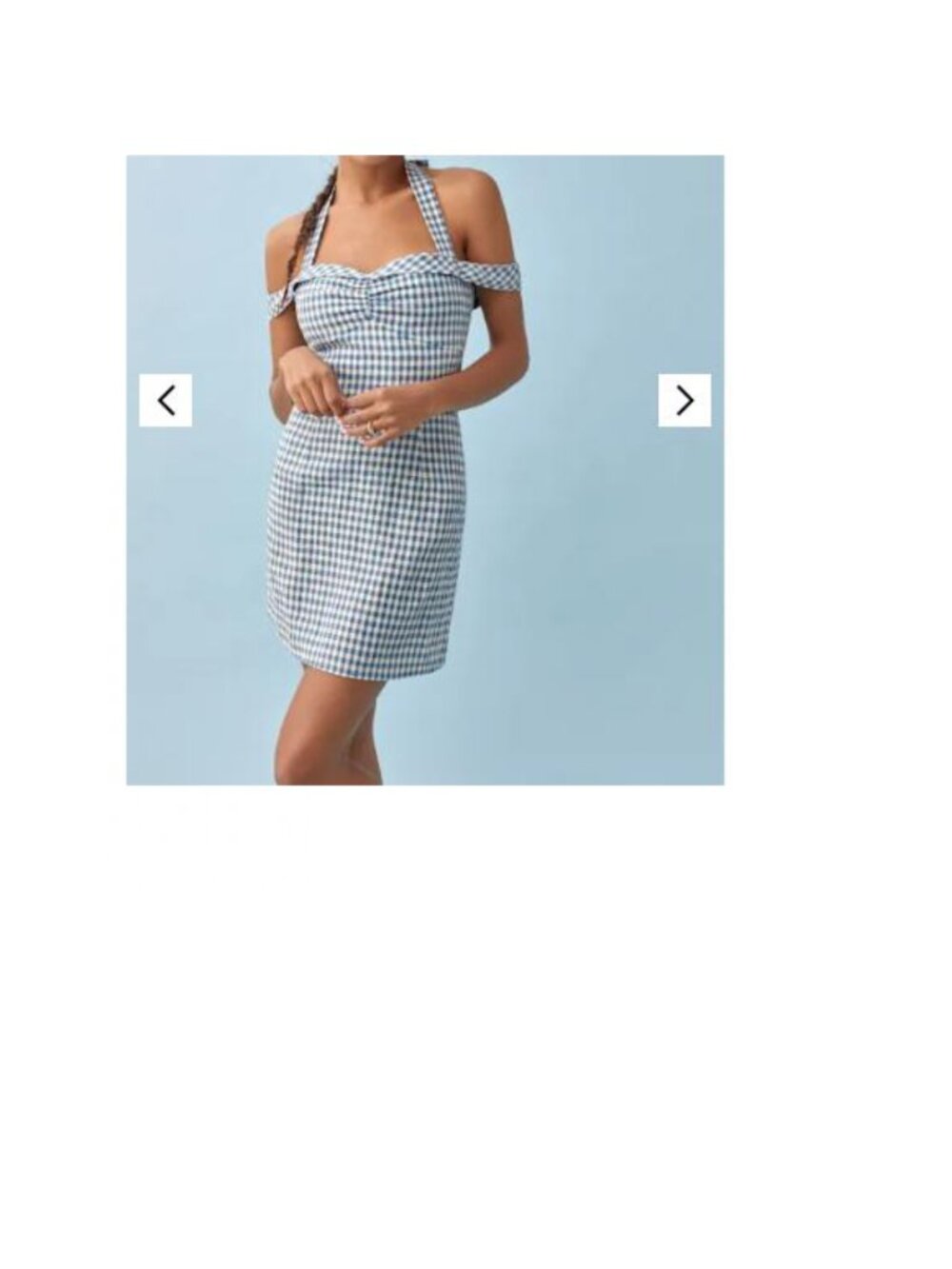 Reformation Sanford Linen Dress Azure Check Gingham Size 8
